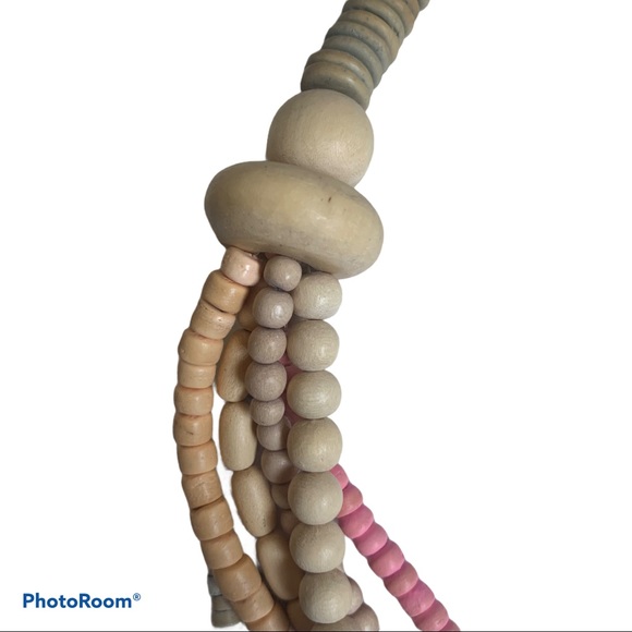 Vintage Wood Bead Boho Necklace - Picture 5 of 10